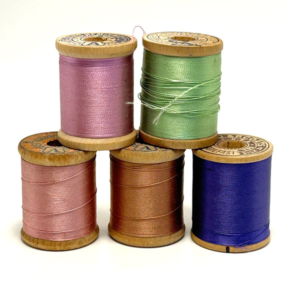 Vintage Silk Thread on Wooden Spools Lot of 11 - Picture 3 of 5